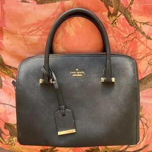 kate spade cameron st large lane satchel round leather tote bag black